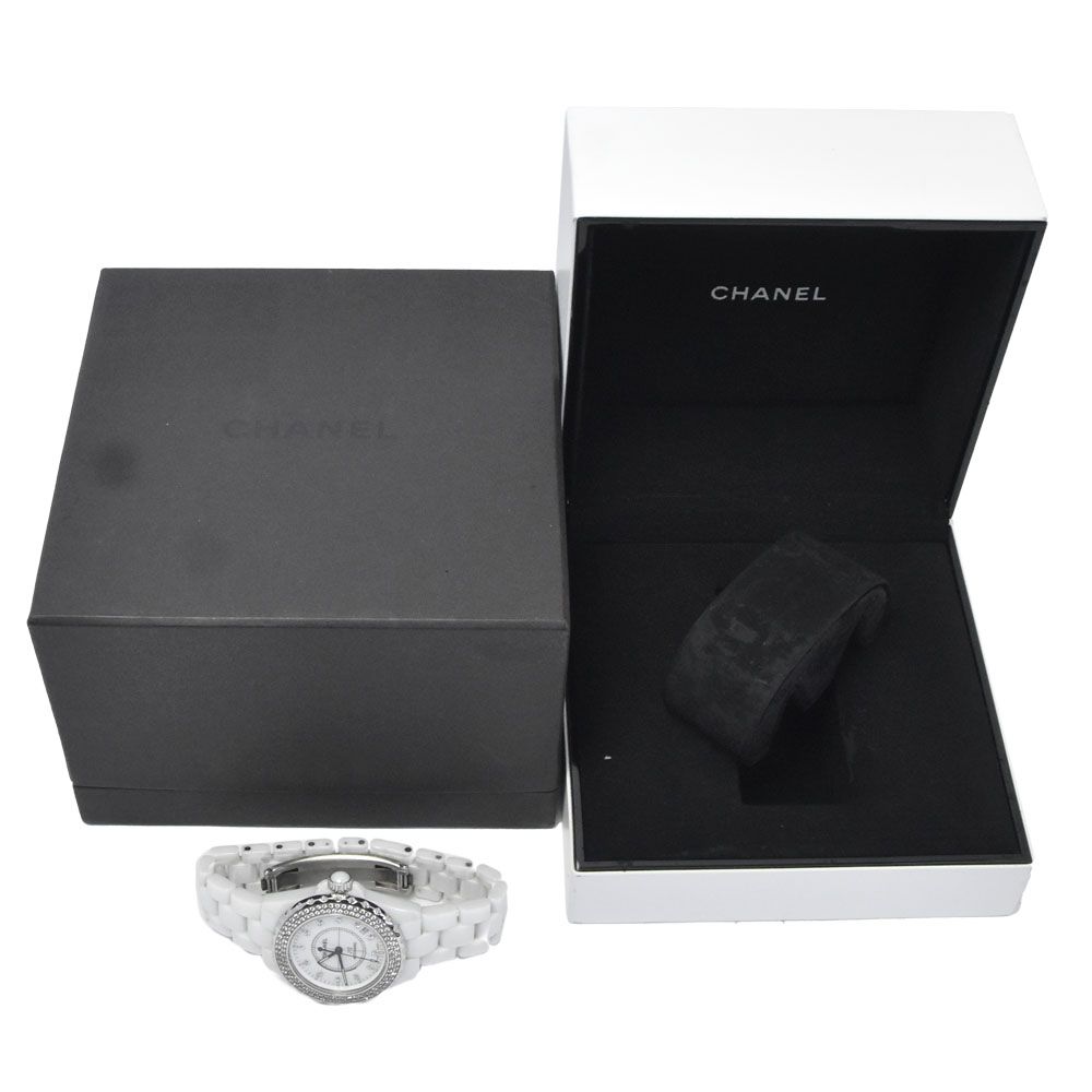 シャネル CHANEL H1629 J12 ホワイトセラミック ダイヤモンド デイト