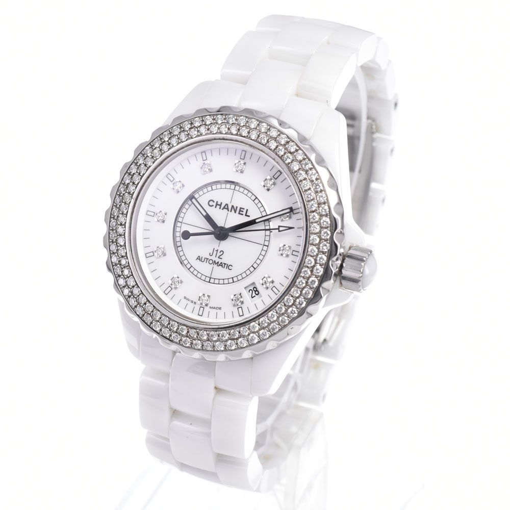 シャネル CHANEL H1629 J12 ホワイトセラミック ダイヤモンド デイト