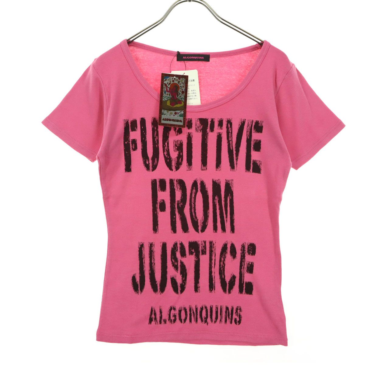 未使用 ALGONQUINS アルゴンキン 英字プリント 半袖 Tシャツ F ピンク 