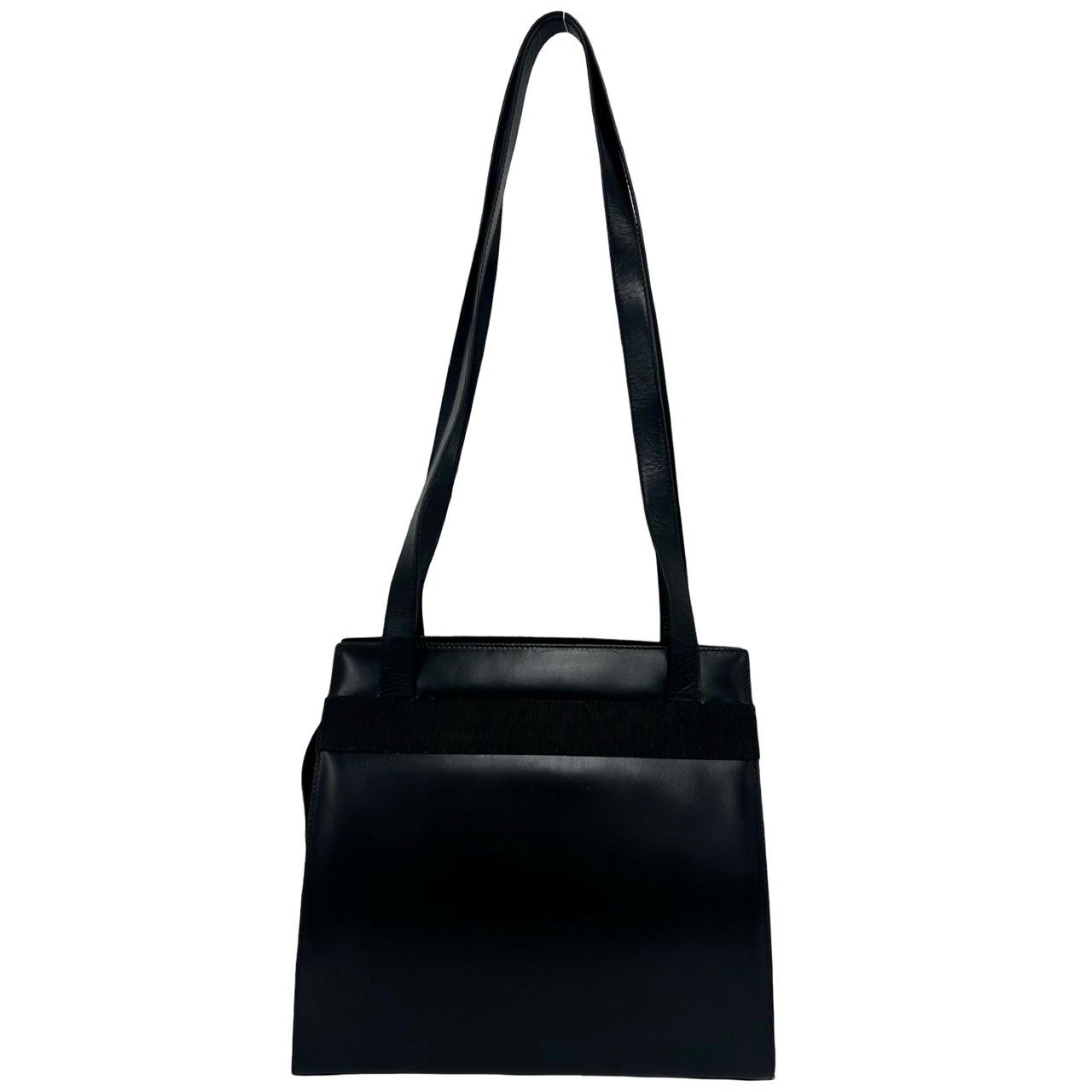 美品　フェラガモ　レザーハンドバッグ　ブラック 極 美品 Salvatore Ferragamo サルヴァトーレフェラガモ ヴァラリボン