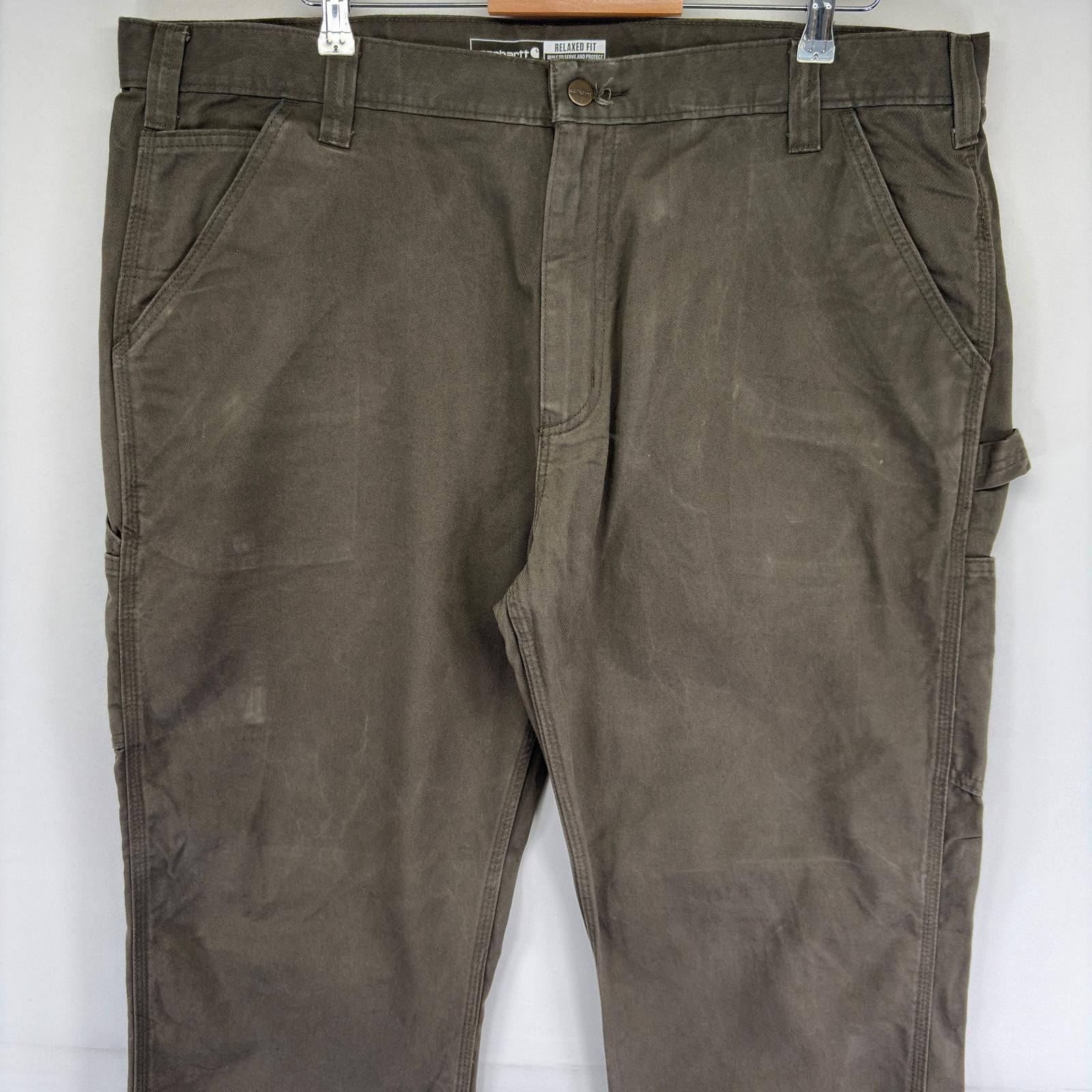 古着 カーハート Carhartt パンツ ハンマーループ ワンポイントロゴ 大きいサイズ ジッパーフライ W42 L30  ブラウン系 メンズ