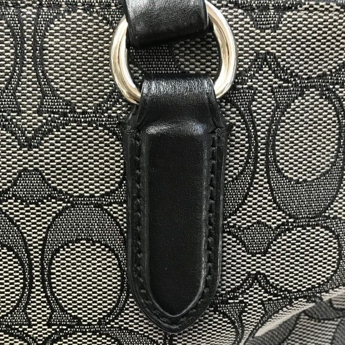 COACH ブラック グレー ハンドバッグ COACH コーチ シグネチャー トートバッグ レディース キャンバス