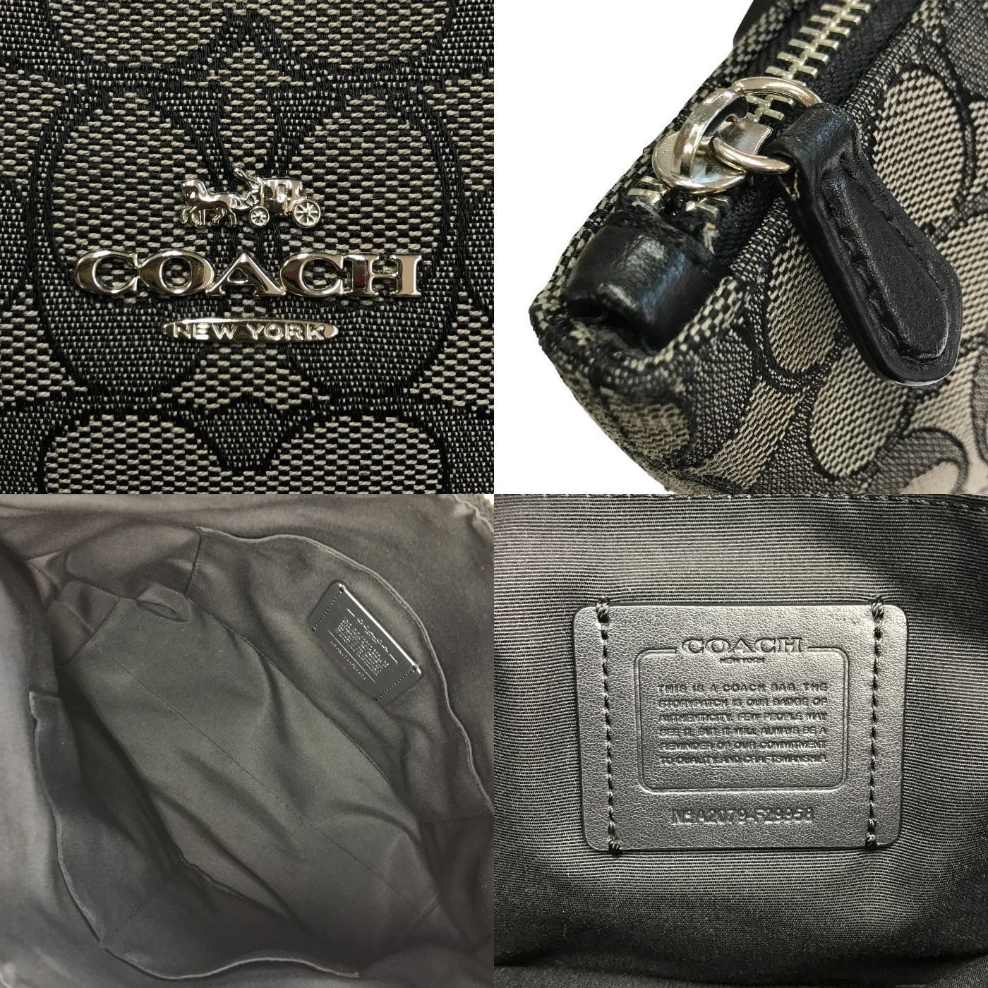 COACH トートバッグ シグネチャー ハンドバッグ グレー 黒 美品 人気 COACH コーチ シグネチャー トートバッグ レディース キャンバス