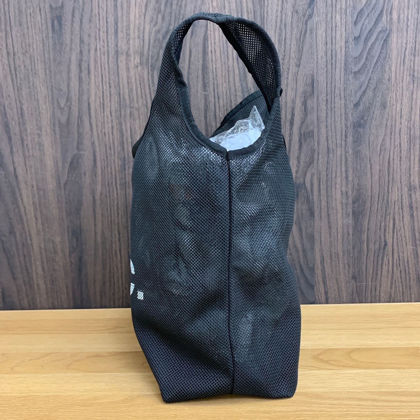 A.P.C. メッシュエコバッグ ブラック 極美品】A.P.C. メッシュ トートバッグ ブラック V.P.C. 反転ロゴ エコ