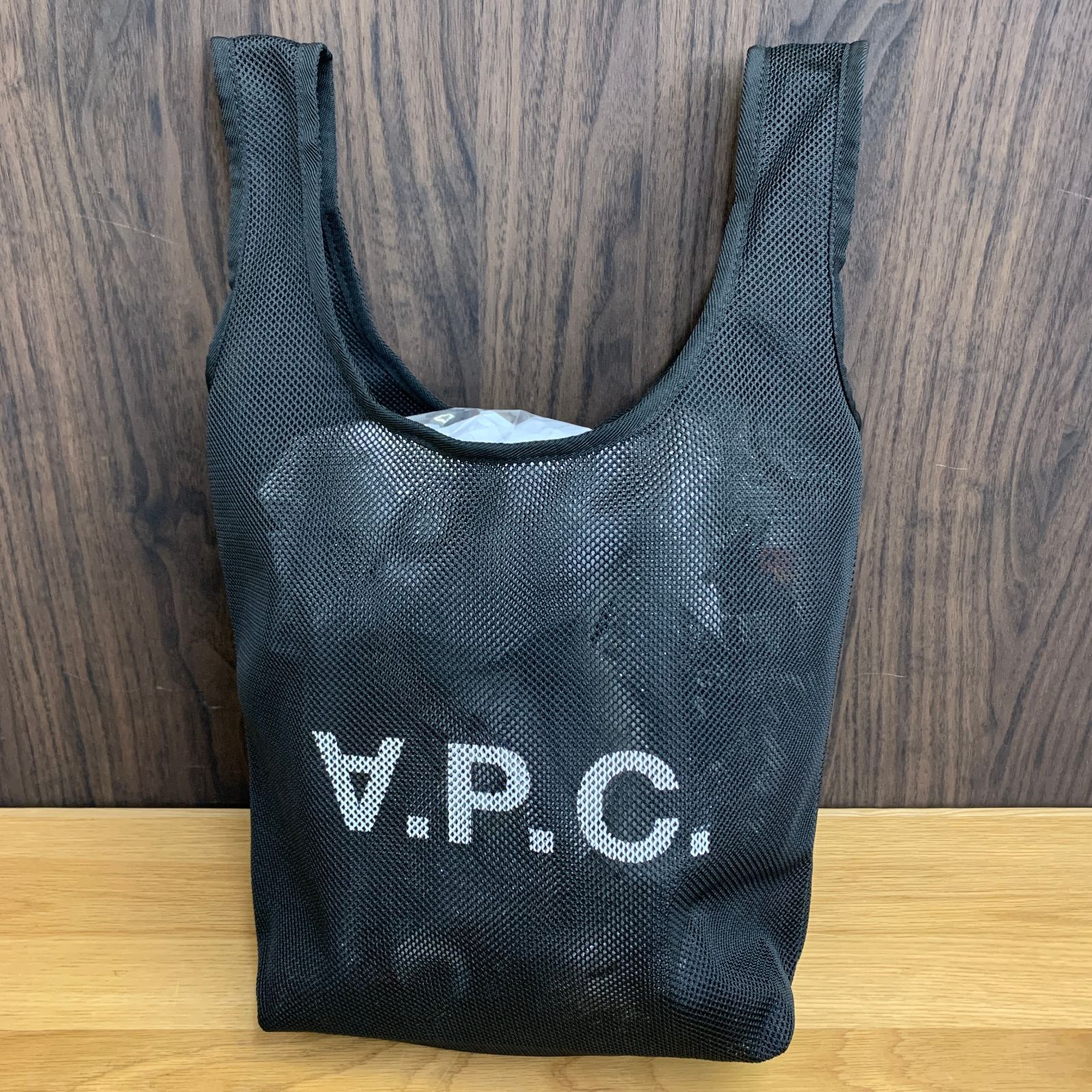 極美品】A.P.C. メッシュ トートバッグ ブラック V.P.C. 反転ロゴ エコ