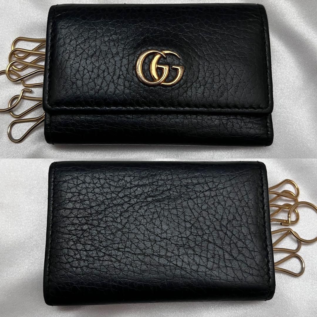 ◇美品◇グッチ GGマーモント 6連キーケース レザー ブラック×ゴールド
