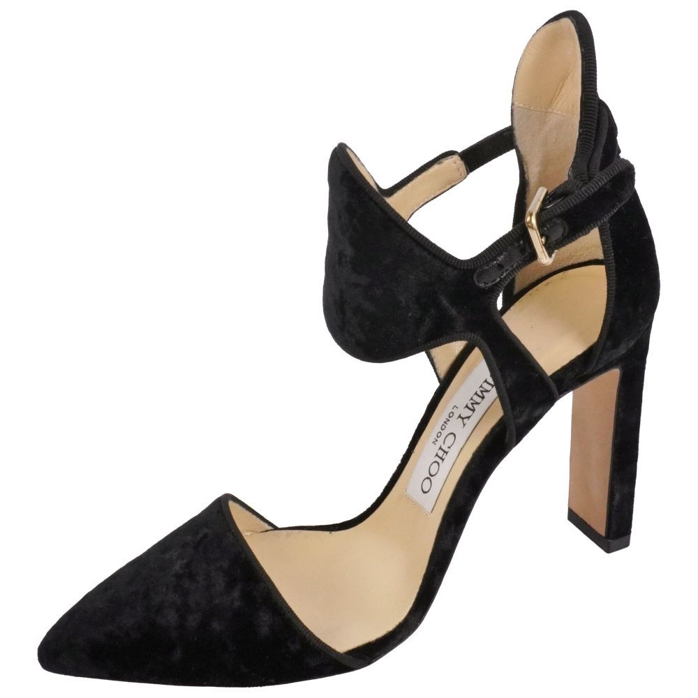 ジミーチュウ　ストラップパンプス 未使用 ジミーチュウ JIMMY CHOO パンプス ストラップ ベロア ヒール