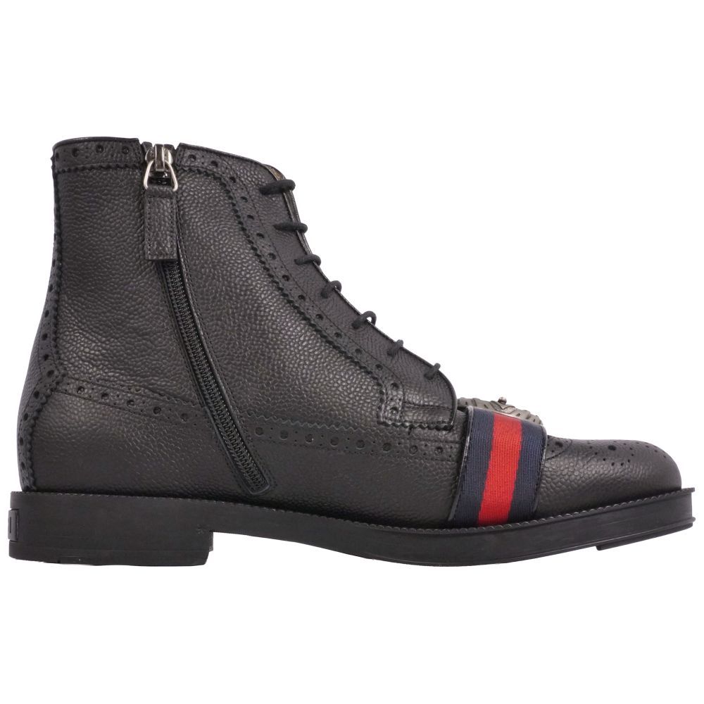未使用 グッチ GUCCI ブーツ サイドファスナー レースアップ ウェブ