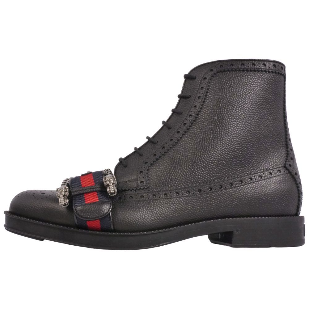 未使用 グッチ GUCCI ブーツ サイドファスナー レースアップ ウェブ