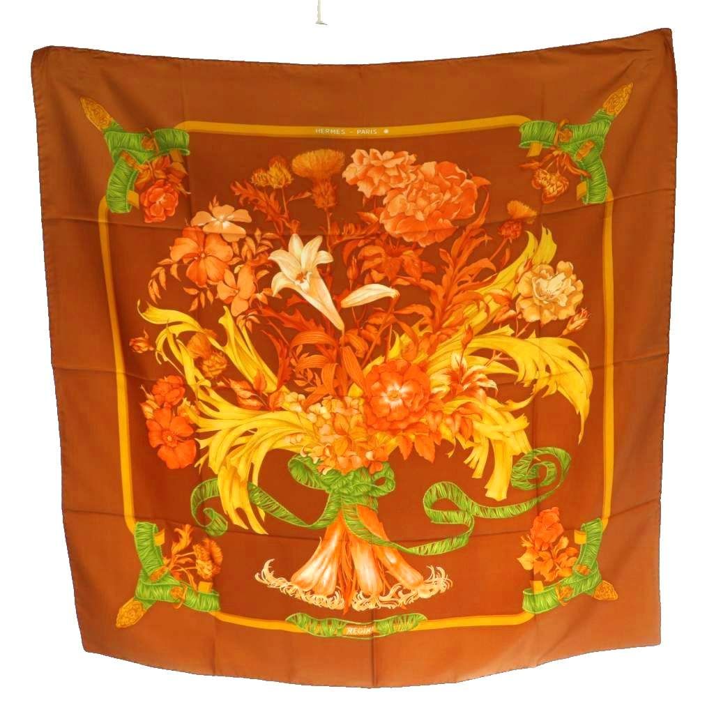 エルメス HERMES カレ90 スカーフ レジーナ REGINA 女王陛下 花柄
