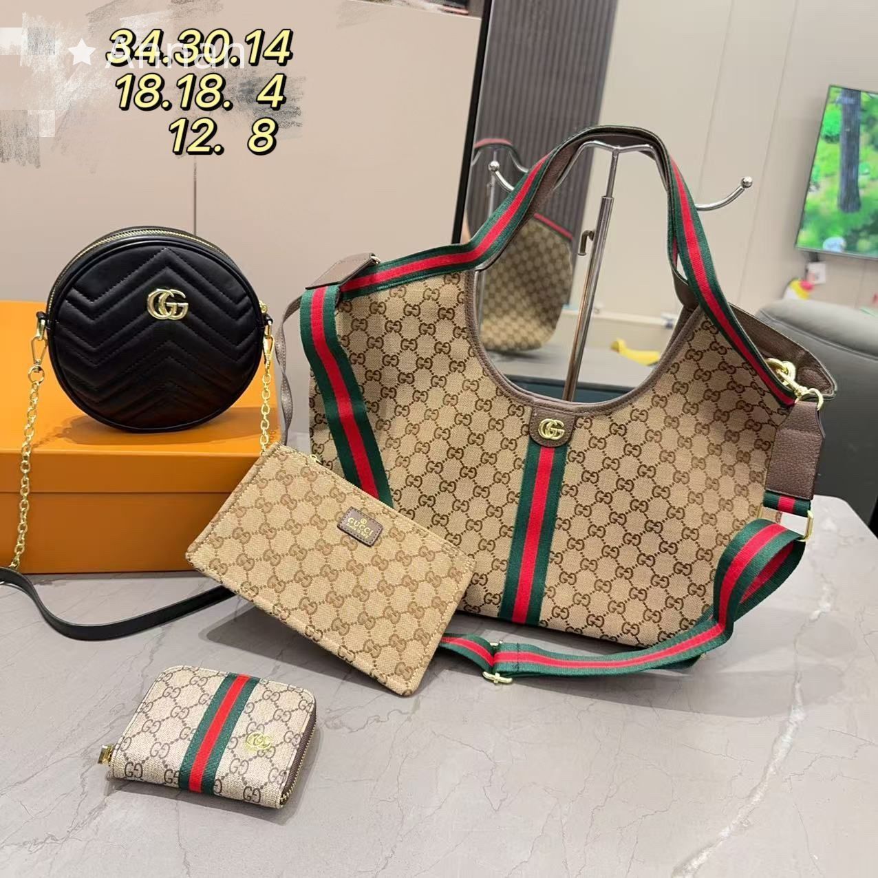 限定価格 GUCCI グッチリュック GG ショルダーバッグトートバッグ 財布 3点セットバッグ