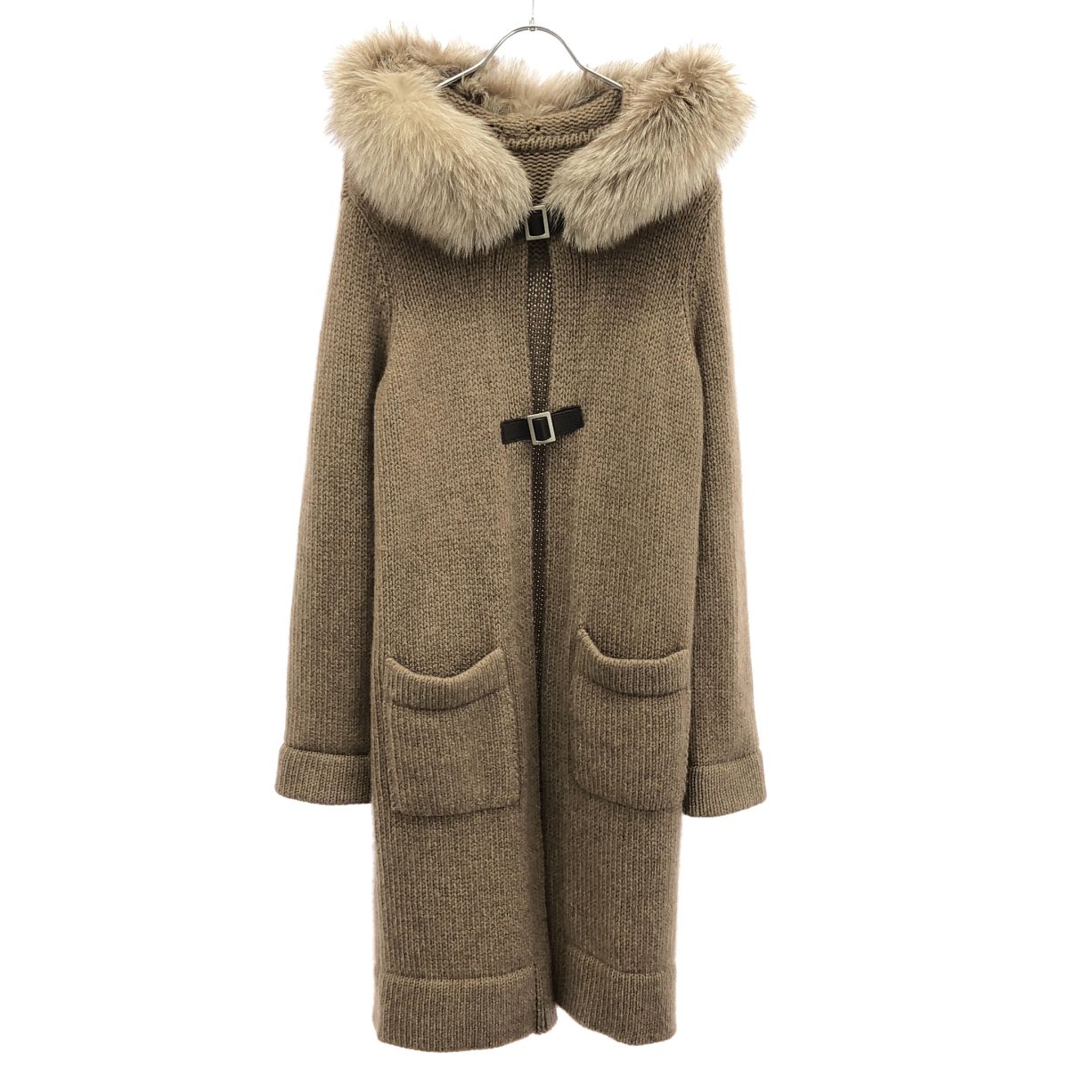 FOXEY フォクシー フォックスファーフーデッドカシミヤニットコート