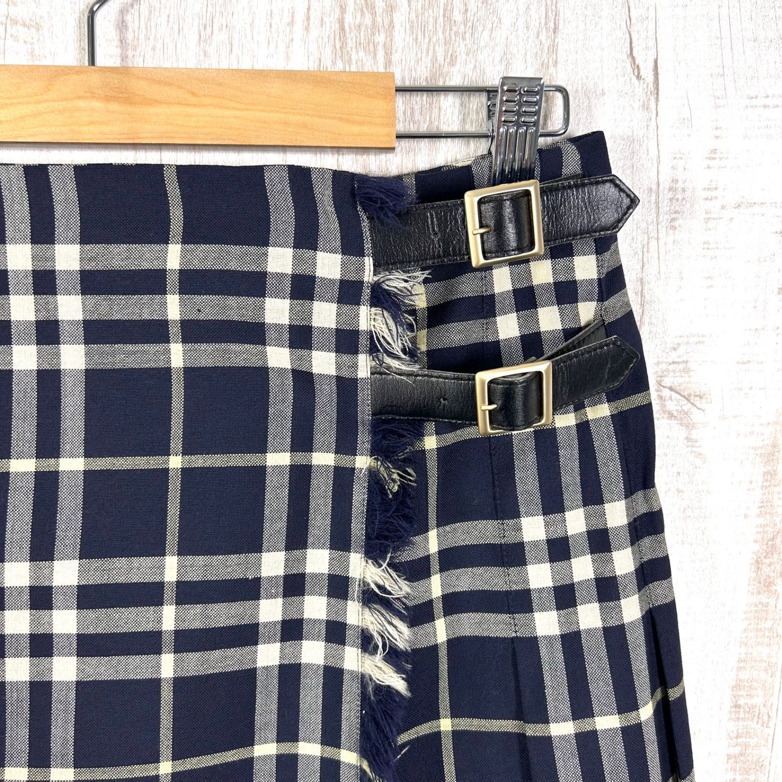 バーバリーロンドン 大きいサイズ メガチェック スカート ベルト付き ウール BURBERRY LONDON バーバリーロンドン ノバチェック ウール ベルト付き