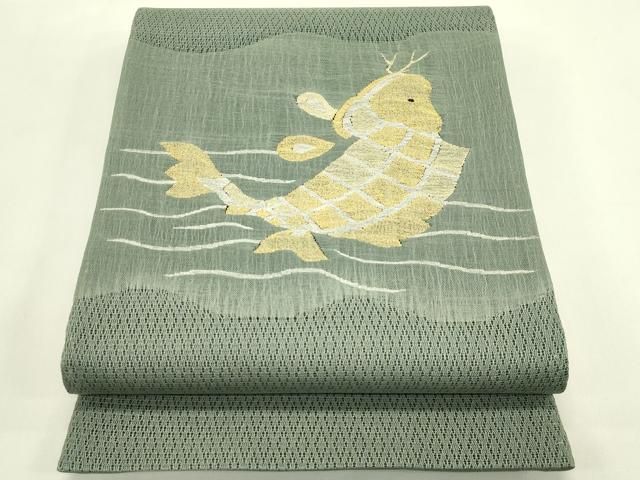 平和屋着物＊夏物　太鼓柄袋帯　羅　荒磯　金銀糸　正絹　逸品　未使用　CABJ1830rv