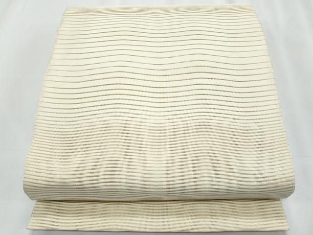 平和屋着物＊夏物　八寸名古屋帯　絽綴れ　よろけ縞　蜂蜜色　正絹　逸品　CABJ4565fb