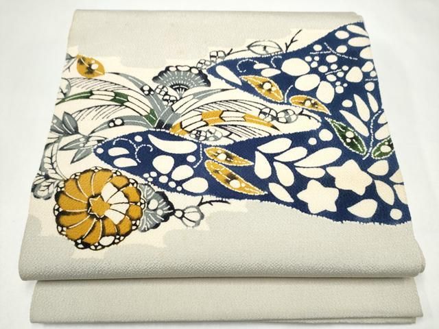 平和屋着物●九寸開き名古屋帯　辻が花　鬼しぼ縮緬　正絹　逸品　CABJ4970hy