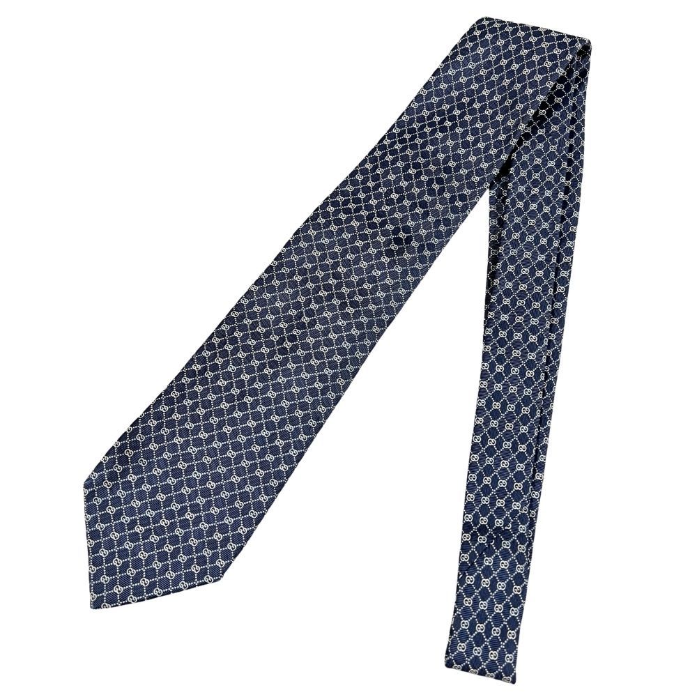 GUCCI グッチ GG柄 シルク ネクタイ ネイビー系 正規品 / 55473 - メルカリ