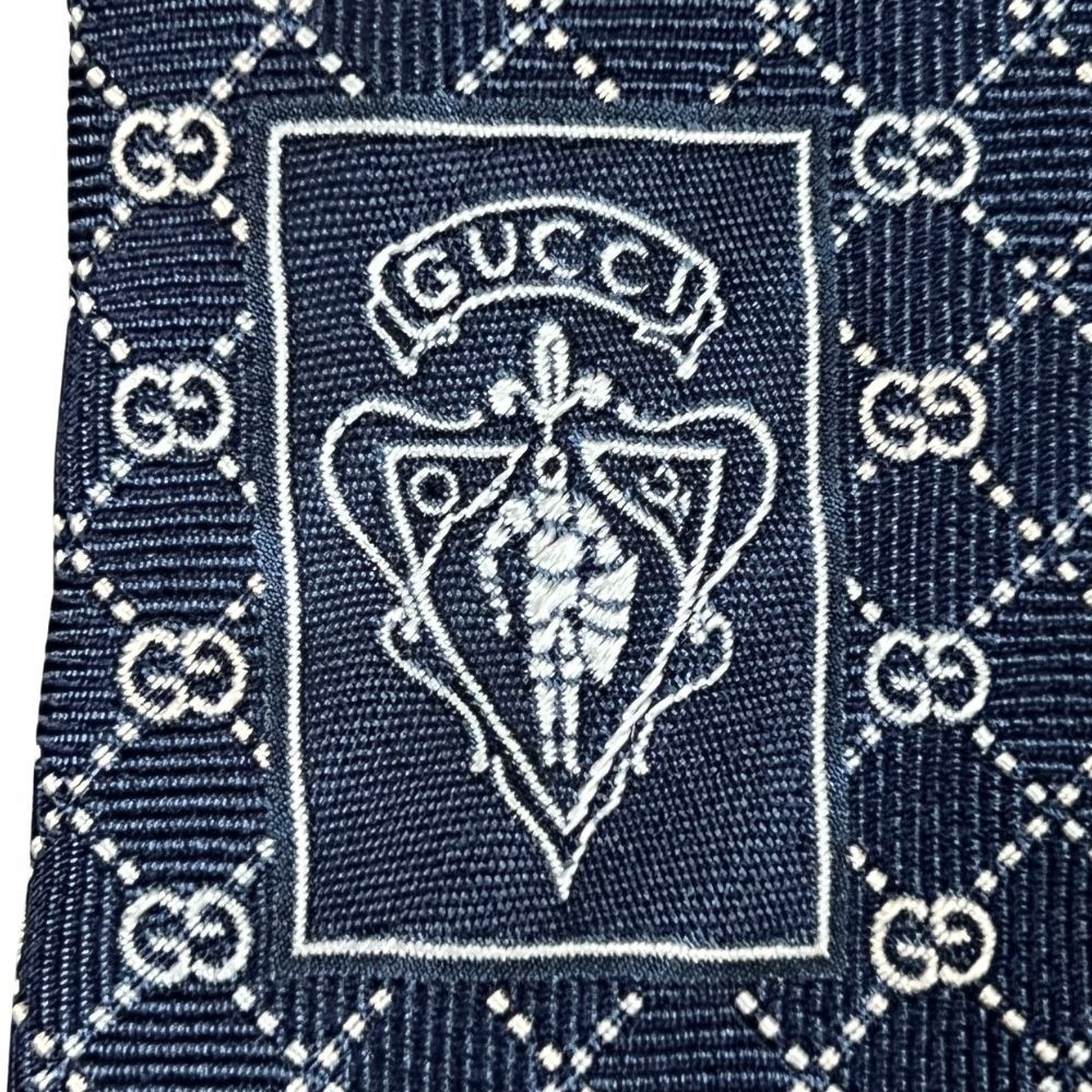 GUCCI グッチ GG柄 シルク ネクタイ ネイビー系 正規品 / 55473 - メルカリ