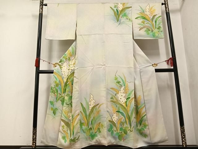 平和屋着物●訪問着 葡萄草花文 暈し染め 金彩 正絹 逸品 AABK2178ph