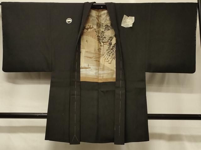 平和屋着物＃男性　長羽織　黒紋付き　正絹　逸品　CABG8350in 23,075円