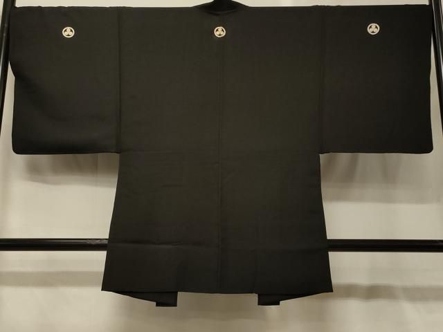 平和屋着物#男性 長羽織 黒紋付き 正絹 逸品 CABG8303in