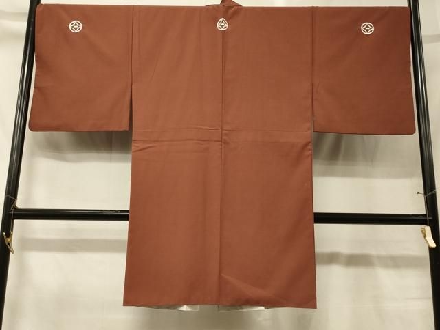 平和屋着物＃男性　長羽織　色紋付き　柿渋色　CABG8305in