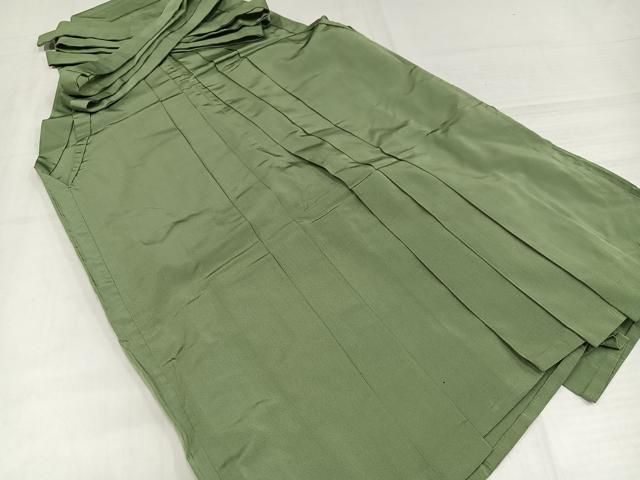 平和屋着物男性 馬乗り袴 色無地 柳茶色 正絹 逸品 AABJ1248ph