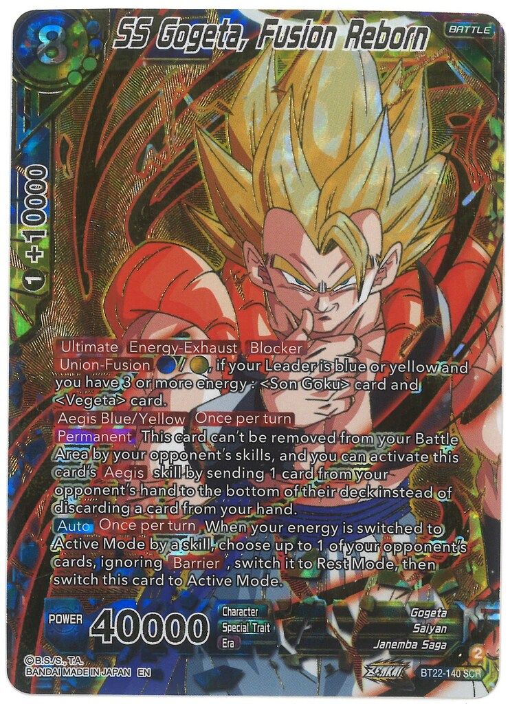 バンダイ CRITICAL BLOW BT22-140 SS Gogeta Fusion Reborn SCR