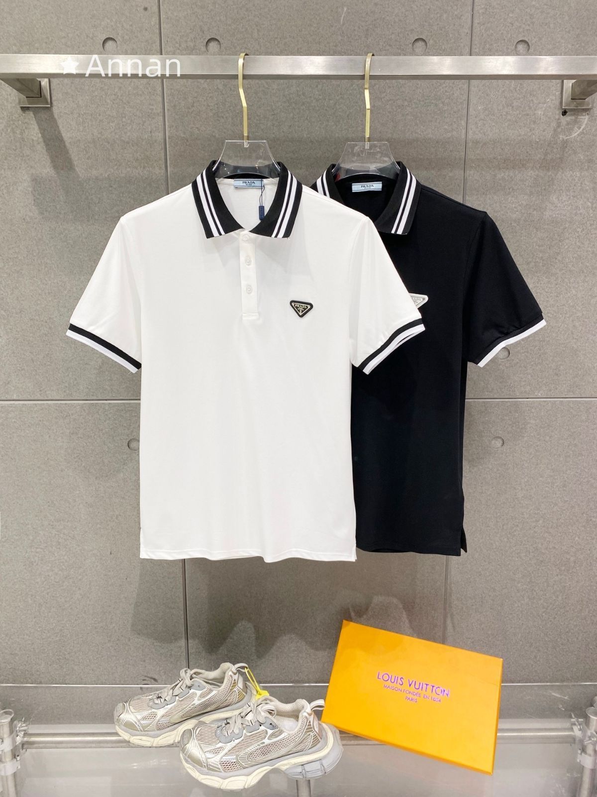 破格 可愛 美新品 タグ付 PRADA プラダ ポロシャツ 半袖シャツ POLO メンズ レディース ユニセックス カジュアル