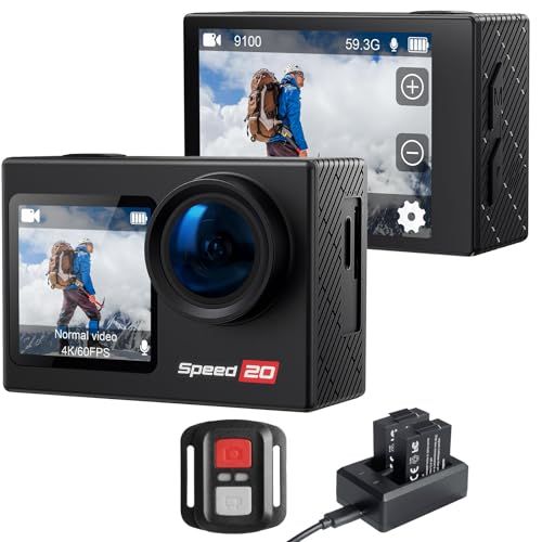 N★Speed20 アクションカメラ ウェアラブルカメラ アクションカム 4K 20MP 6軸手ぶれ補正 タッチパネル式 デュアルカラースクリーン 防水ケース着装すると40Mまで防水 水中カメラ スマホアプリ対応 170度広角 HDMI出力 907629c0