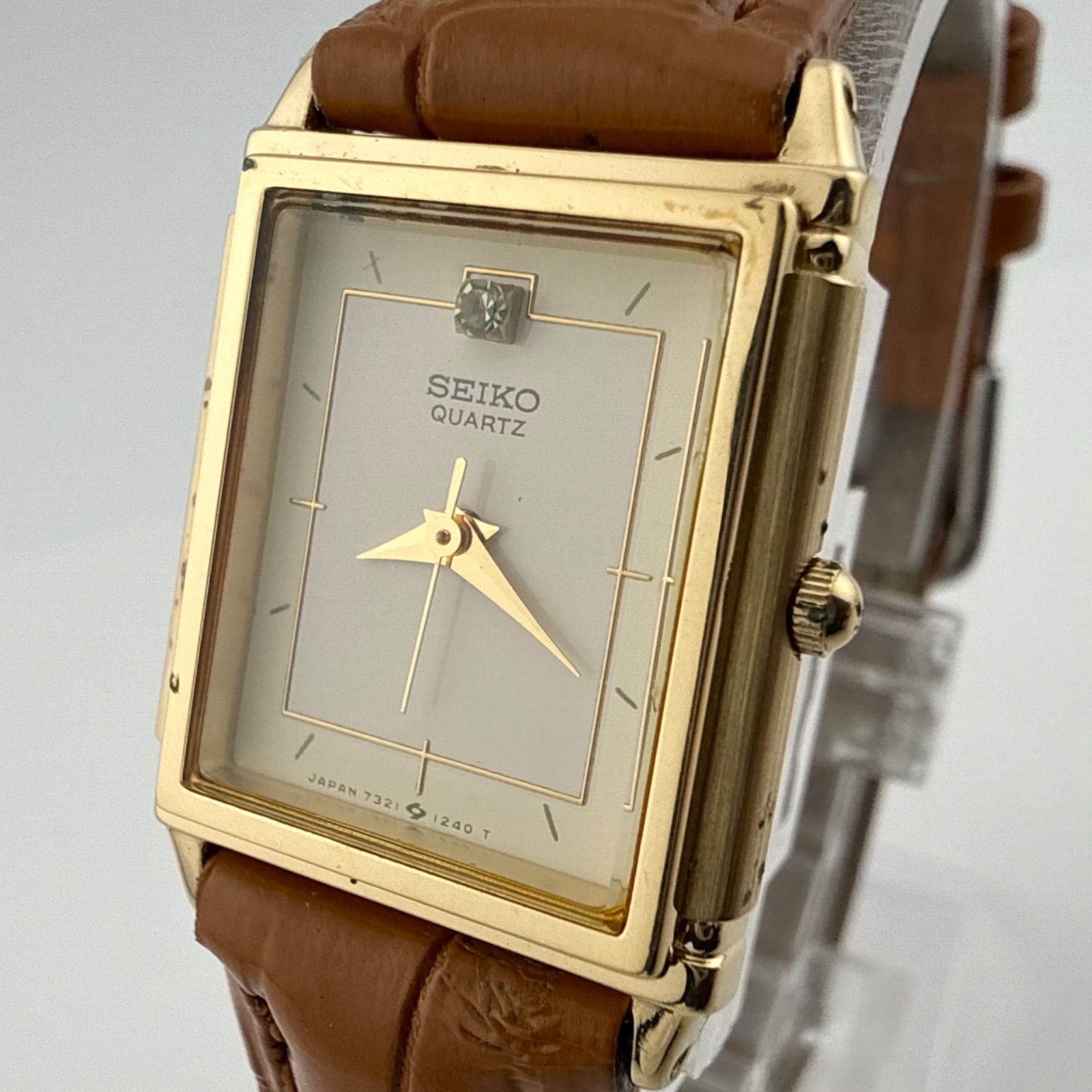 SEIKO クォーツ レディース 7321-5660 タンク　ダイヤモンド SEIKO 7321-5660 セイコー スクエア レディース 腕時計 クォーツ 稼働