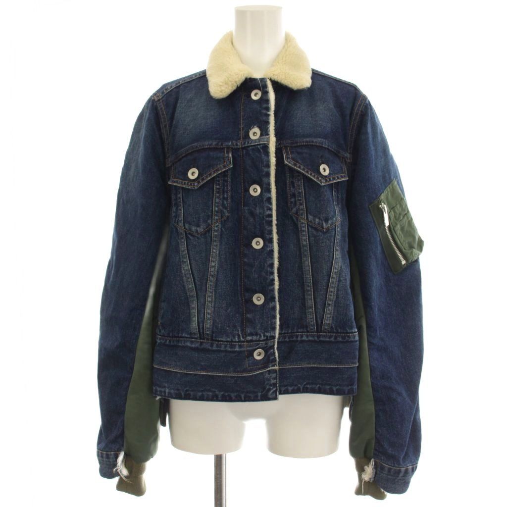 訳あり！sacai サンプル　ジャケット　デニム　ドッキング サカイ sacai デニムジャケット 異素材 ボアドッキング MA-1 Gジャン 1