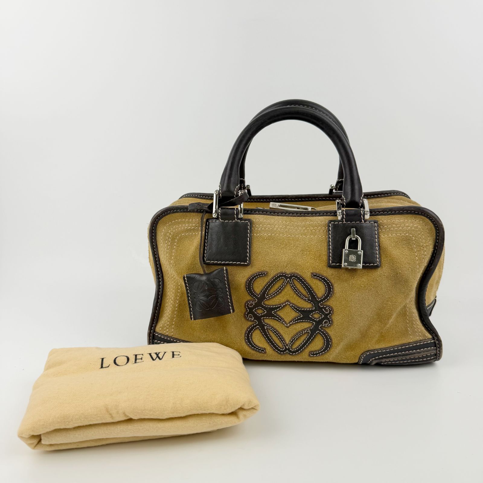 中古】LOEWE ロエベ アマソナ アナグラム ハンドバッグ スエード