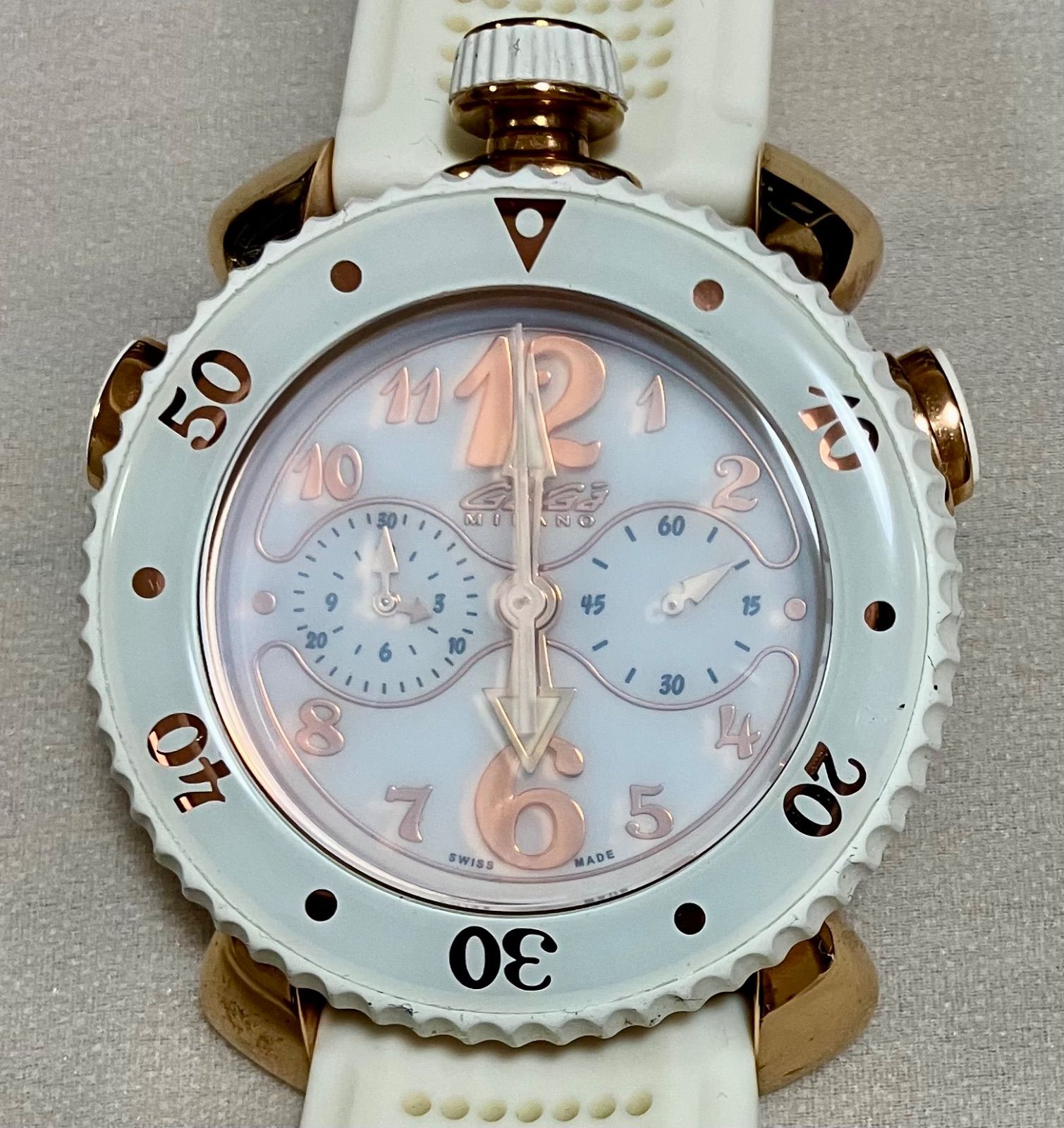 ☆ 動作未確認☆GaGa Milano マヌアーレ46☆スポーツクロノ☆GP☆白