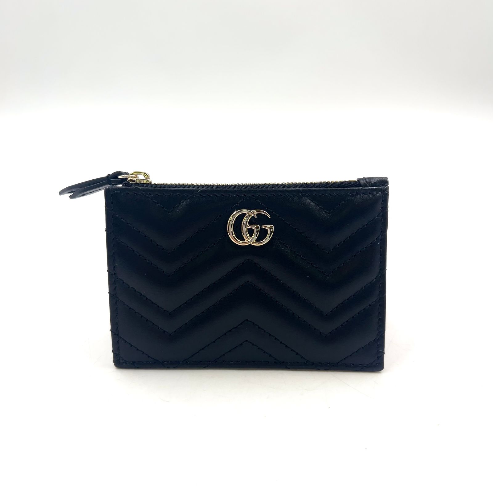 新着】GUCCI GGマーモント キーリング付き レザー ブラック コイン