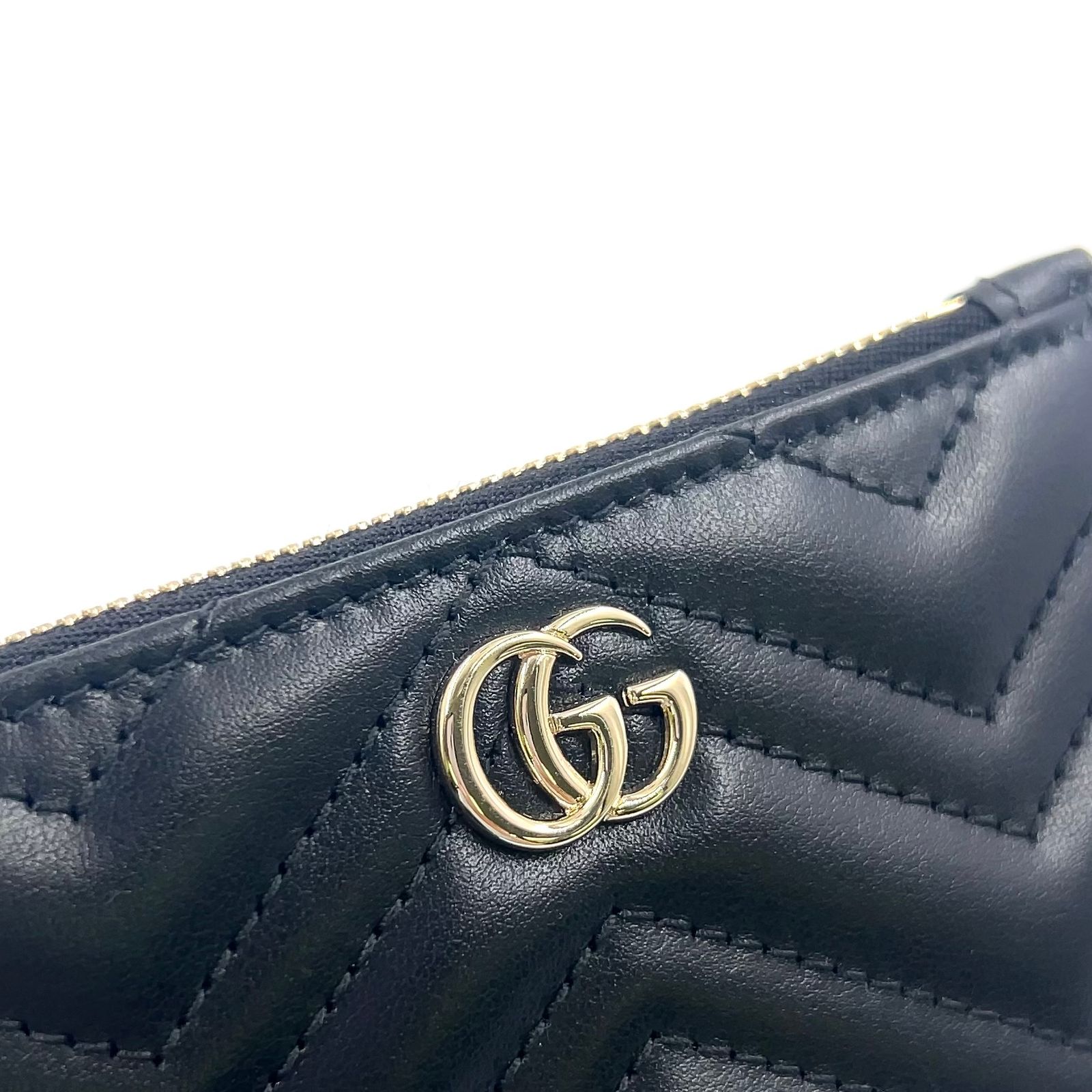 新着】GUCCI GGマーモント キーリング付き レザー ブラック コイン