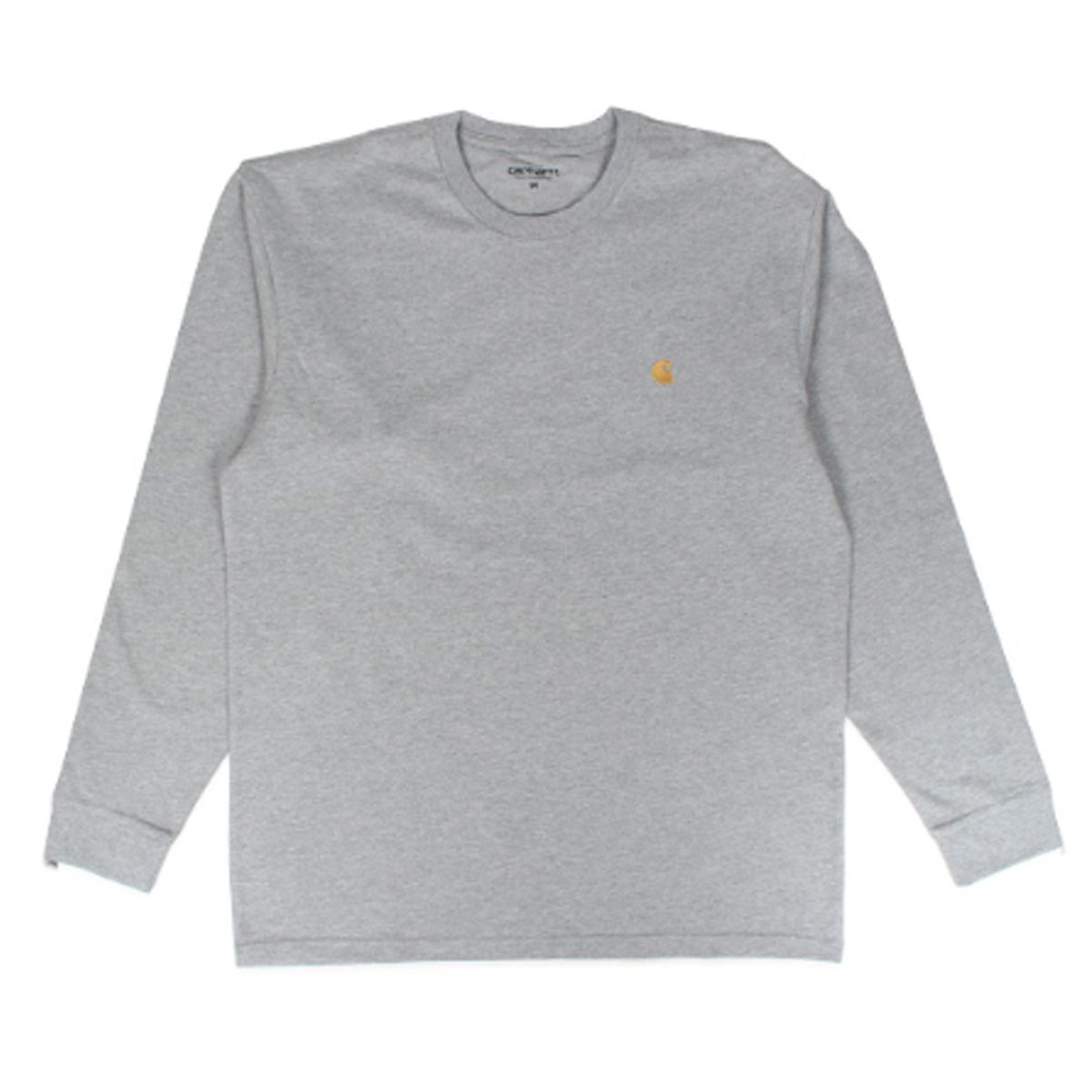 カーハート carhartt WIP Tシャツ 長袖 メンズ ロンT 無地 LS CHASE T-SHIRT I026392、H.グレー/GLD