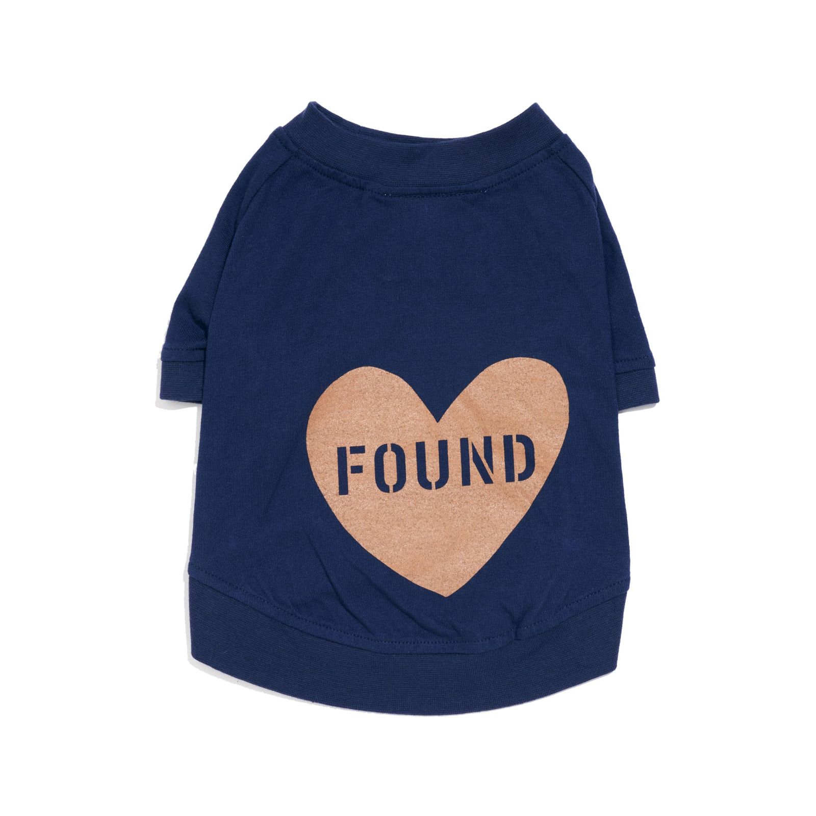 Found My Animal/犬用 服 Tシャツ 着丈 20cm Big Heart T-Shirt Navy Blue Putty XS