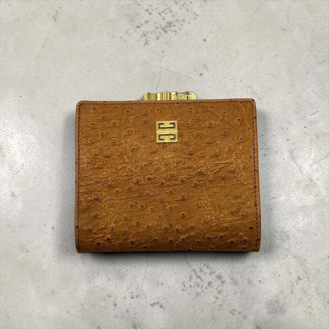 GIVENCHY 4Gロゴ オーストリッチ 本革 がま口 コンパクトウォレット