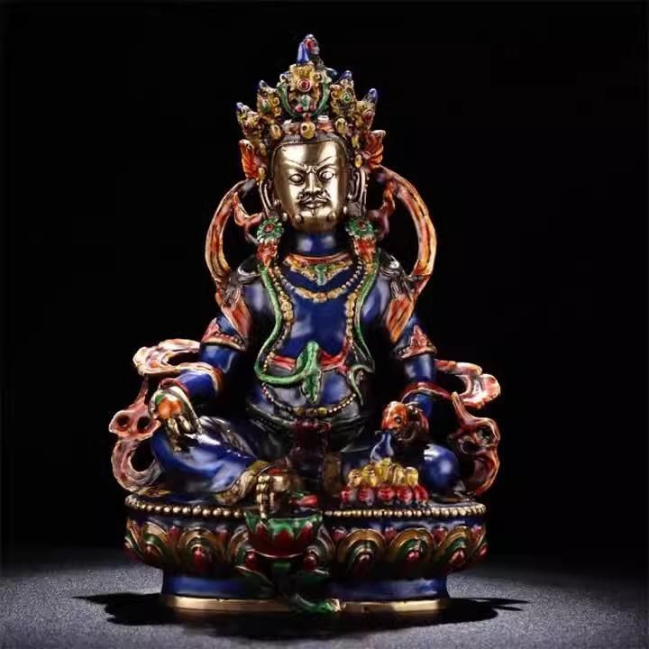 新品 富の神 チベット 置物 オブジェ 銅製 インテリア 玄関 リビング 銅製 財運