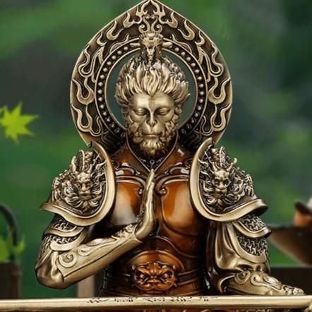 新品 孫悟空 金色 黄金 置物 オブジェ ハヌマーン ゴールド 合金 風水