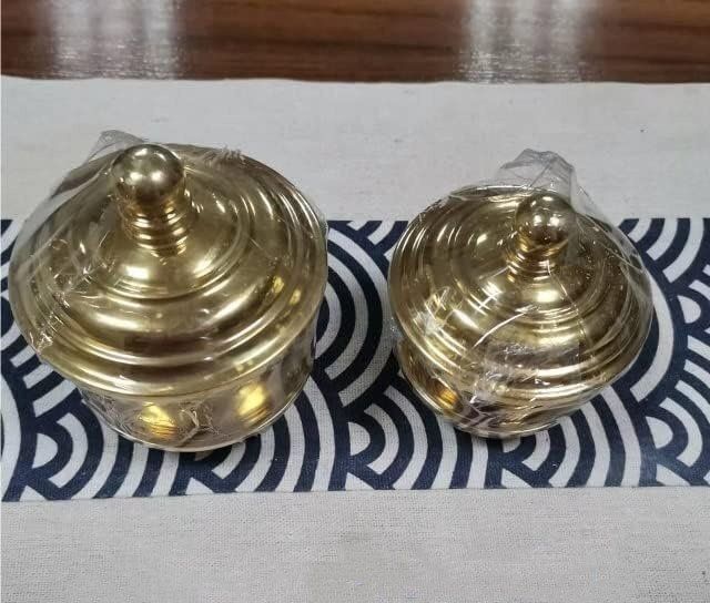 新品 「密教法具 寺院用仏具」洒水器、塗香器二器セット 真鍮製 直径7.8cmと直径7cmの2種類