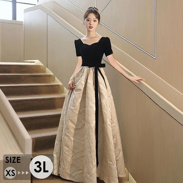 新品 ドレス 大人 ピアノ 発表会 ロングドレス ミモレ丈 演奏会 結婚式 母親 演奏会用ドレス 大きいサイズ 小さいサイズ ロング 袖付き 黒 披露宴 レディース 演奏会ドレス ピアノ発表会 韓国 イブニングドレス パーティ
