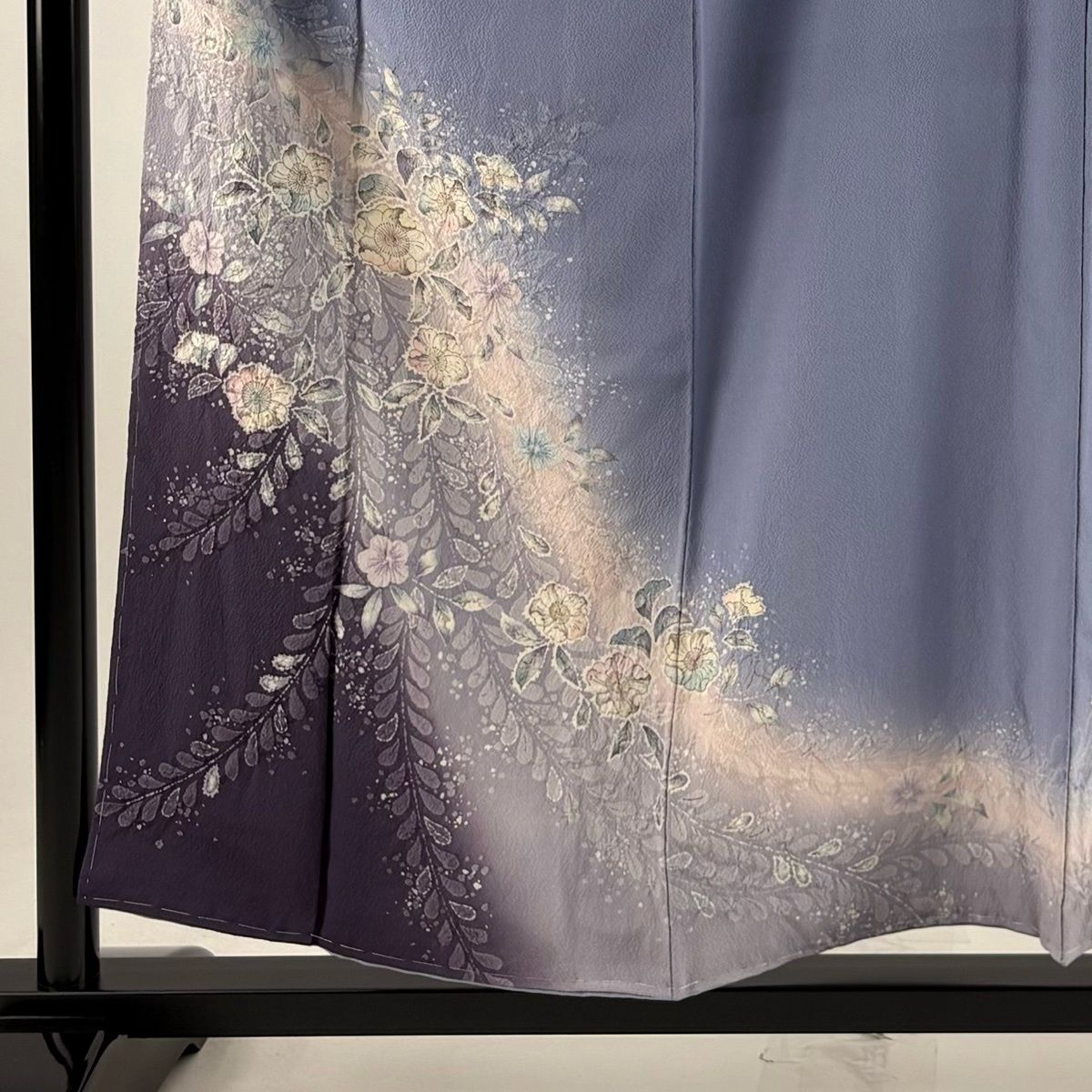 訪問着 身丈155cm 裄丈65cm M 袷 辻が花 ぼかし 薄紫 正絹 名品 【中古