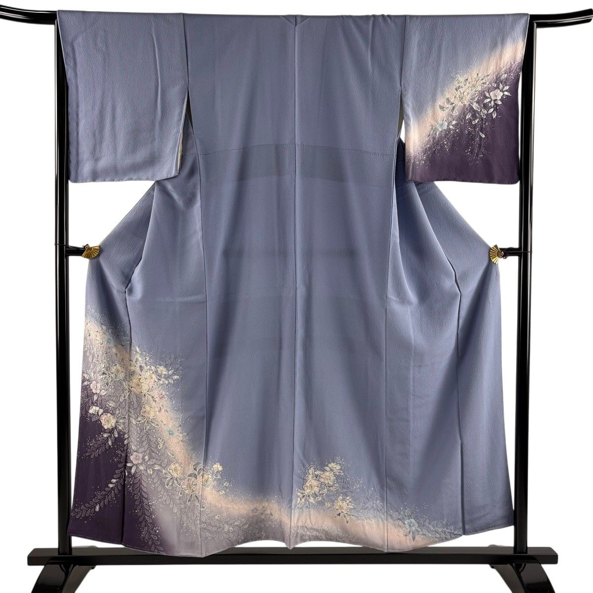訪問着 身丈155cm 裄丈65cm M 袷 辻が花 ぼかし 薄紫 正絹 名品 【中古