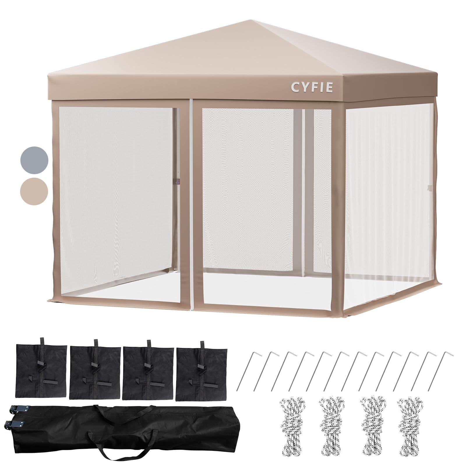 CYFIE タープテント 3m×3m(強化型!) 蚊帳テント【2025年ワンタッチ
