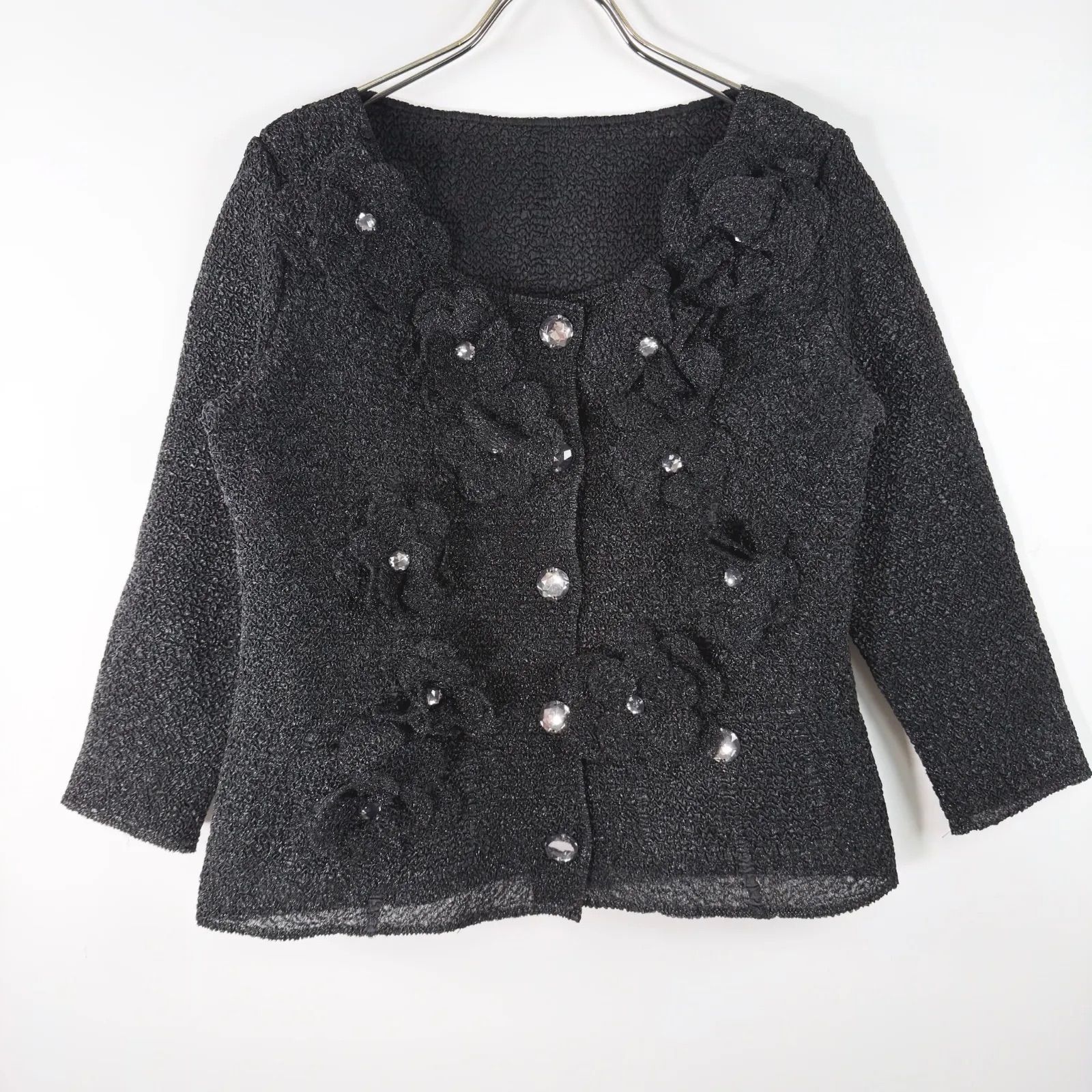 美品✨️ノコオーノ　ジャケット カーディガン　ビジュー フリル 花 NOKO OHNO ノコオーノ フラワー ビジュー ジャケット - メルカリ