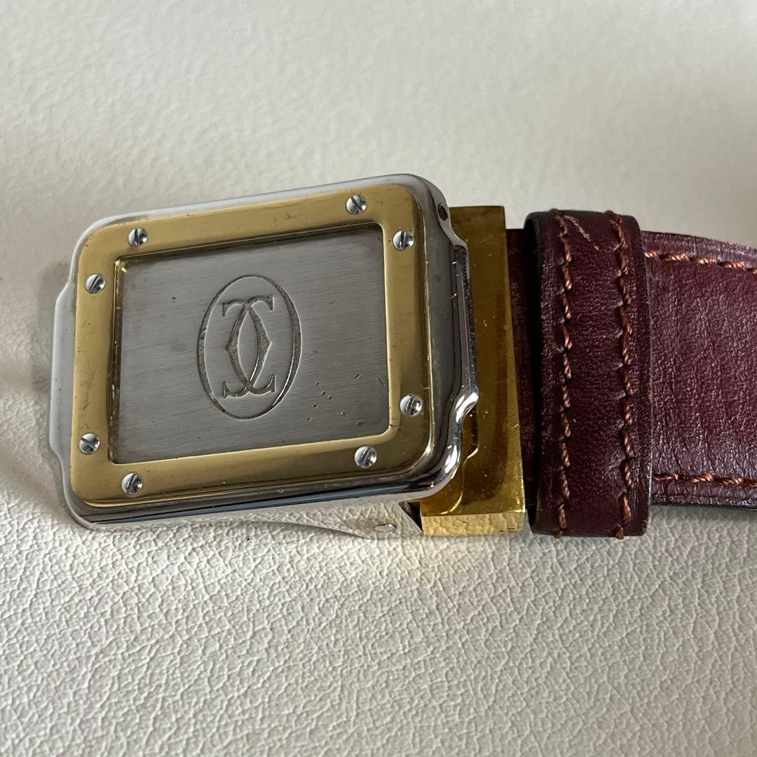 cartier カルティエ ベルト レザー マスト ボルドー - メルカリ
