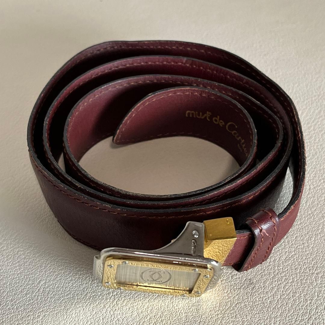 【美品】 Cartier カルティエ must マスト レザーベルト ボルドー cartier カルティエ ベルト レザー マスト ボルドー - メルカリ