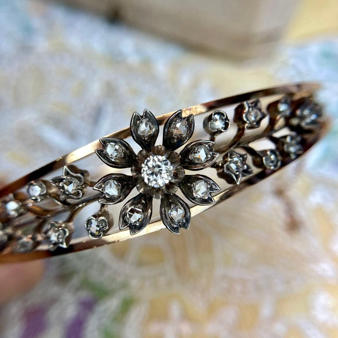 k18 France Paris 1879—1888 Belle Epoque diamond bangle